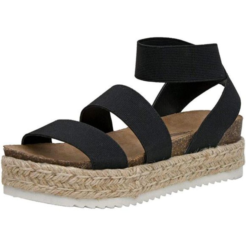 Women's Summer Shoes - Mandy Cork Espadrille Wedge Sandal - Fashionable - Picture 2 of 4
